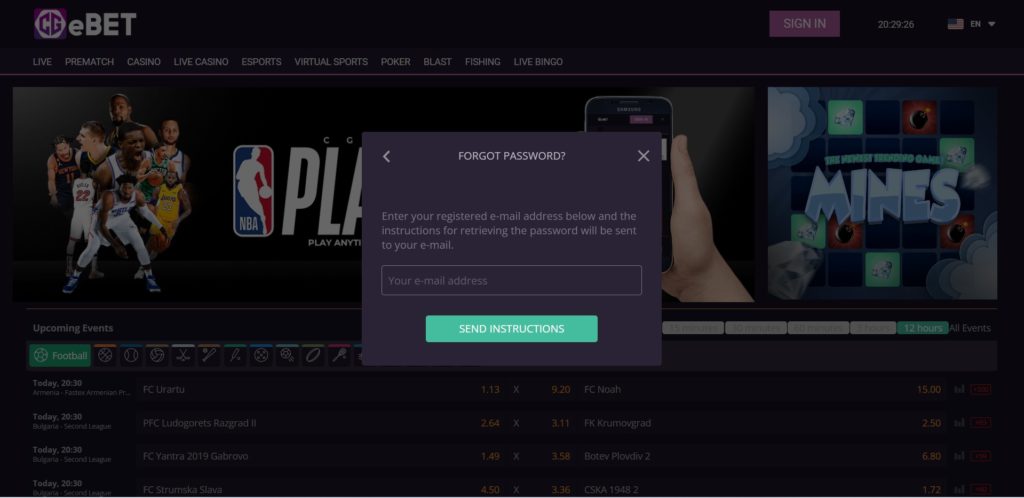 CGebet online casino login Forget Password