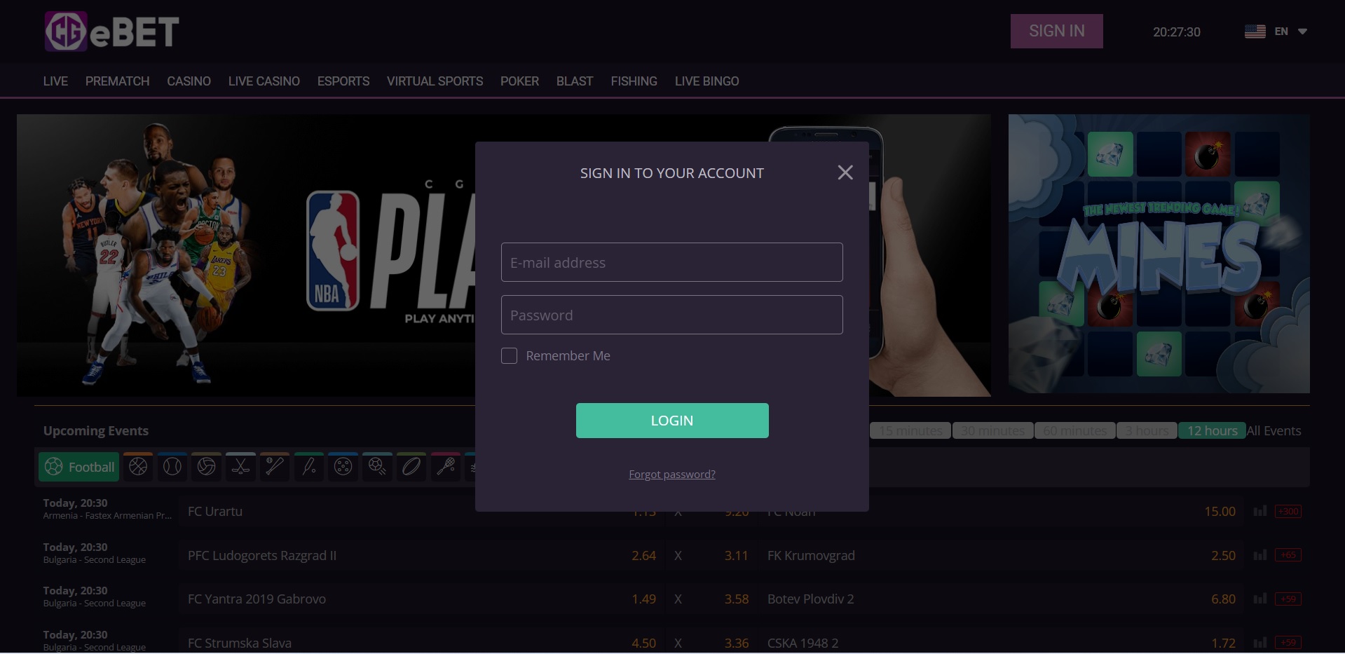 CGebet online casino login